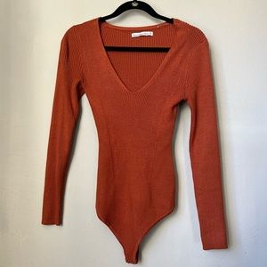 Abercrombie & Fitch Burnt Orange Long Sleeved Bodysuit